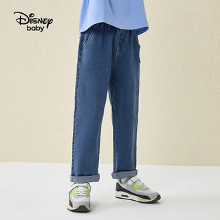 迪士尼（Disney）童装男童牛仔简约长裤装儿童简约休闲长裤 牛仔蓝 120