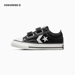 匡威（Converse）儿童鞋婴童男女童魔术贴低帮帆布鞋 黑 26