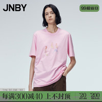 江南布衣（JNBY）T恤女印花圆领短袖5N7114770 665/中粉色 XS