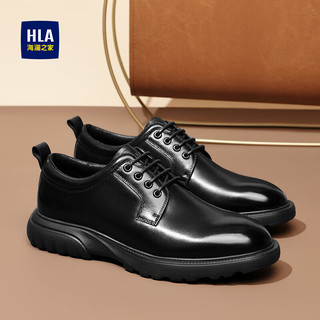 海澜之家HLA皮鞋男士商务正装英伦元力弹德比鞋HAAPXM4CAG291 黑色42