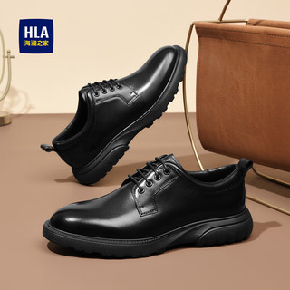 海澜之家HLA皮鞋男士商务正装英伦元力弹德比鞋HAAPXM4CAG291 黑色42