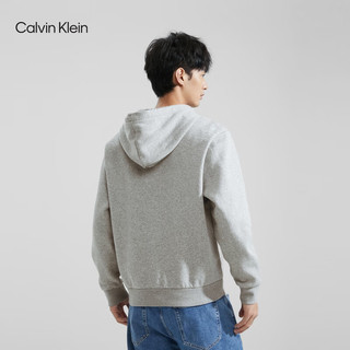 Calvin Klein Jeans23早秋男士简约刺绣抓绒拉链开襟连帽卫衣40QM434 CVP-椰青灰 S