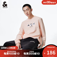 杰克·琼斯（JACK&JONES）秋季男装潮流圆领卡通图字母胶印上衣运动卫衣长袖打底衫男士 桃粉色-C13 170/92A/S