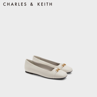 CHARLES&KEITHCK1-70381015时尚通勤平跟单鞋女 粉白色Chalk 35