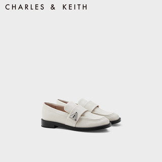 CHARLES & KEITH CHARLES&KEITH复古英伦通勤乐福鞋单鞋女CK1-70900478 粉白色Chalk 35