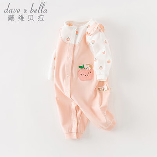 戴维贝拉（DAVE＆BELLA）新生儿连体衣初生婴儿睡衣女宝宝衣服0-6个月秋季小童爬服 粉色 80cm(身高73-80cm)