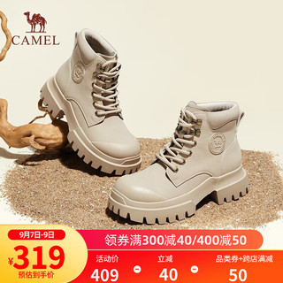骆驼（CAMEL）工装靴女潮流时尚休闲短靴显瘦百搭马丁靴 L23W283042杏色 37