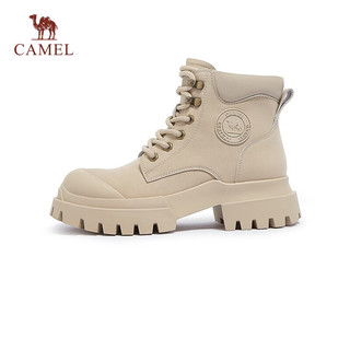 骆驼（CAMEL）工装靴女潮流时尚休闲短靴显瘦百搭马丁靴 L23W283042杏色 37