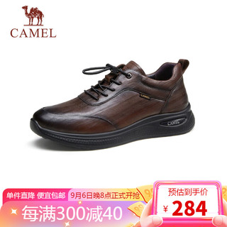 骆驼（CAMEL）轻底牛皮免系套脚快穿商务运动皮鞋男 G13A220052 棕色 44 