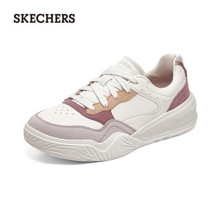 斯凯奇（Skechers）女士绑带休闲板鞋185022 米白色/淡紫色/OFWM 35