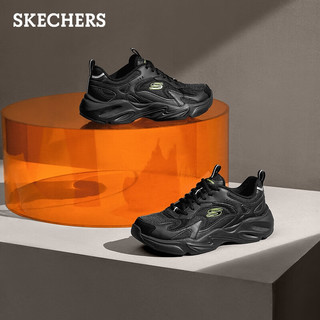 斯凯奇（Skechers）拼接运动鞋减震休闲鞋轻质复古老爹鞋女896270 全黑色/BBK 35