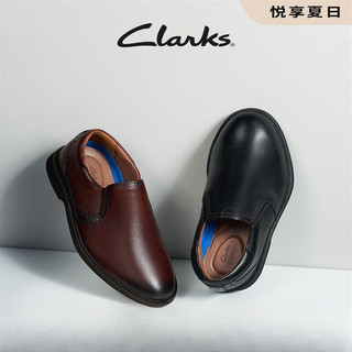 Clarks男士休闲皮鞋春季牛皮革一脚蹬轻盈舒适休闲鞋 黑色 261682347 39.5