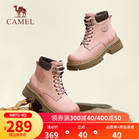 CAMEL 骆驼 工装靴短靴户外登山鞋踢不烂大黄靴女马丁靴 L23W076036粉色 36