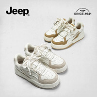 Jeep（吉普）女鞋冬厚底板鞋女设计感小众百搭休闲小白鞋 白灰色 35（尺码正常，脚感舒适）