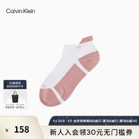 Calvin Klein Jeans23早秋女士简约大气字母提花透气运动短袜LS000339 100-月光白/桃红 OS