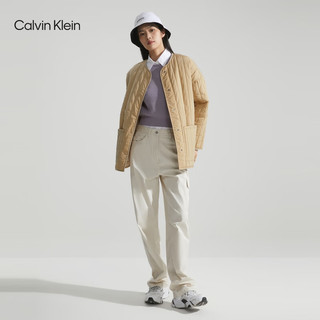 卡尔文·克莱恩 Calvin Klein Jeans23早秋女士时尚绗缝暗襟轻暖薄夹棉外套40WJ501 PF2-浅卡其色 S