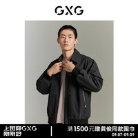 GXG男装 城市回溯微肌理感金属装饰翻领夹克外套 秋季 黑色 180/XL