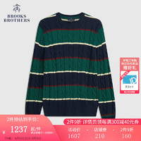 Brooks Brothers BrooksBrothers）男士新纯棉条纹圆领麻花纹针织毛衣 B475-多色条纹 S