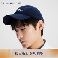 TOMMY HILFIGER 男装灯芯绒刺绣字母休闲百搭弯檐棒球帽11990 藏青色DW6 OS
