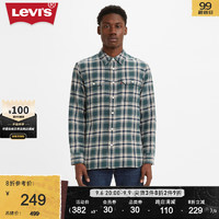 Levi's李维斯男士格子拼色简约百搭休闲衬衫复古潮19587-0219 绿色格纹 L