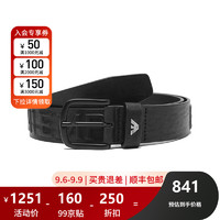 阿玛尼（ARMANI）男士牛皮革不可裁剪皮带腰带3.5cm Y4S524 Y210V 80001 黑色LOGO压纹 90