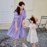 88VIP：迷你巴拉巴拉 伙伴亲子装2022夏季母女蛋糕裙新潮洋气连衣裙