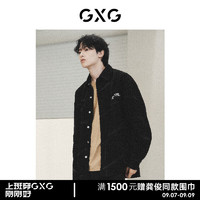 GXG男装 黑色牛仔菱形后背绣花字母长袖衬衫外套 秋季 黑色 180/XL