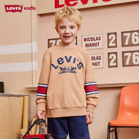 Levi's李维斯童装儿童学院风圆领卫衣男童复古撞色上衣 棕褐色 130/64(7)