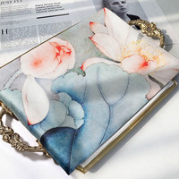 上海故事丝巾真丝围巾女秋冬季保暖披肩桑蚕丝真丝丝巾 幽幽玉莲 孔蓝