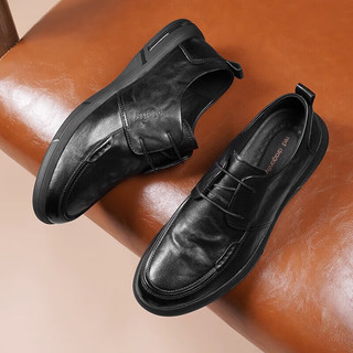 红蜻蜓系带通勤爸爸鞋中年软底正装商务皮鞋 WJA33124黑色41