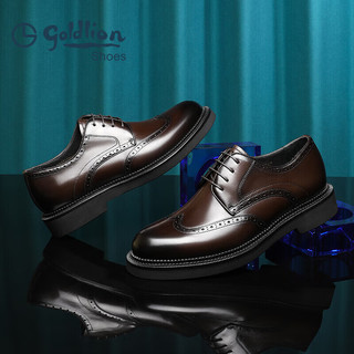 金利来（goldlion）男鞋正装鞋时尚复古雕花皮鞋舒适布洛克鞋G521330062CCA棕色43