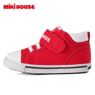 MIKI HOUSE MIKIHOUSE男女儿童四季款简约Logo二段学步鞋防滑机能鞋10-9395-575 红色 13.5cm