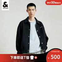 杰克·琼斯（JACK&JONES）秋季男士纯色外套略宽松休闲百搭羊毛混纺翻领夹克上衣223327002 黑色-E40 165/88A/XS