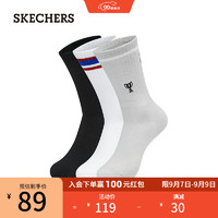 斯凯奇（Skechers）男女同款中筒袜L423U039 黑色/白色/灰色/02KB S