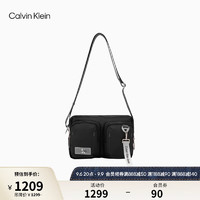 Calvin Klein Jeans23早秋男士经典标牌多口袋斜挎出游飞行旅行包HH3811 001-太空黑 ST