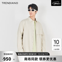 TRENDIANO解构设计宽松纯棉长袖衬衫外套男潮 米黄461 S