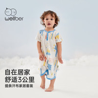 威尔贝鲁（WELLBER）婴儿睡袍夏季薄款空调服睡衣男女宝宝新生儿防踢连体睡裙夏天 天鹅花园 100