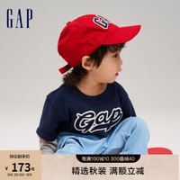 Gap男幼童秋季2023LOGO法式圈织软卫衣儿童装785461休闲上衣 深蓝色 90cm(2岁)