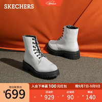 斯凯奇（Skechers）马丁靴黑色柔软舒适百搭时尚显高显瘦时装靴女秋167557 白色/WHT 35