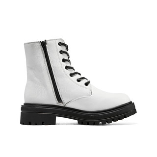 斯凯奇（Skechers）马丁靴黑色柔软舒适百搭时尚显高显瘦时装靴女秋167557 白色/WHT 35