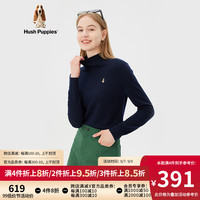 Hush Puppies暇步士女装100%纯羊毛半高领修身显瘦针织衫 196深蓝 XS