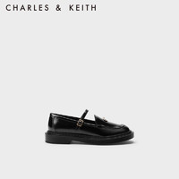 CHARLES&KEITH时尚一字扣英伦圆头乐福鞋单鞋女CK1-70900479 Black Boxed黑色 41