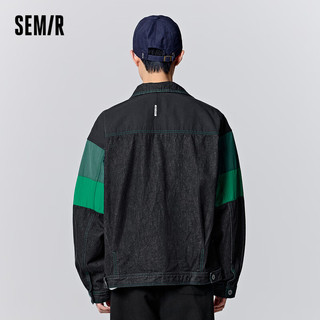 Semir森马外套男异材拼接牛仔夹克时尚潮流上衣 牛仔深蓝88301 185/100A/XXL