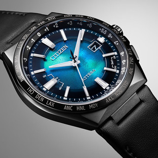 CITIZEN 西铁城 手表 ATTESA系列舒博钛海蓝盘商务皮带男士手表 CB0215-18L