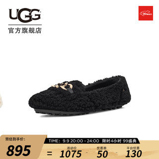 UGG 女士单鞋平底休闲舒适一脚蹬豆豆鞋乐福鞋1153515 BLK | 黑色 38
