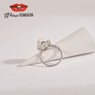 京润梦馨 银S925淡水珍珠戒指10-11mm白色馒头形送爱人女友闺蜜