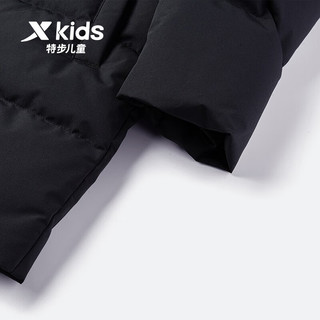 XTEP 特步 童装儿童羽绒服中大童男童羽绒服保暖加厚休闲正黑色/沙石色 150cm