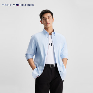 TOMMY HILFIGER 男装简约小绣标纯色合身商务正装长袖衬衫33479 淡蓝色C1S XS