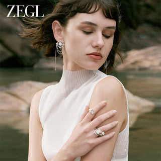 ZEGL冰透玫瑰系列花朵戒指女小众设计高级感潮流指环食指戒 冰透玫瑰戒指
