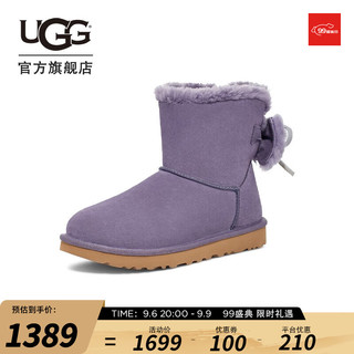 UGG女士舒适休闲时尚迷你双蝴蝶结款平底雪地靴 1127130 LMV  淡紫色 36